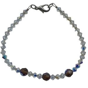 Swarovski AB Crystal Brown Beads Handmade Bracelet With Lobster Clasp